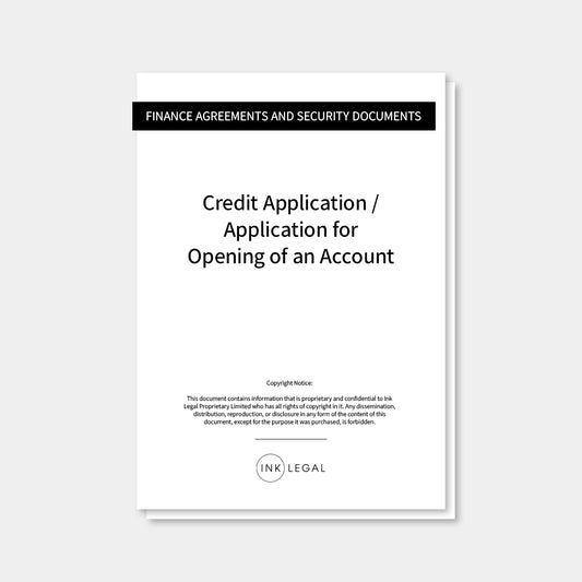 Credit Application / Application for Opening of an Account