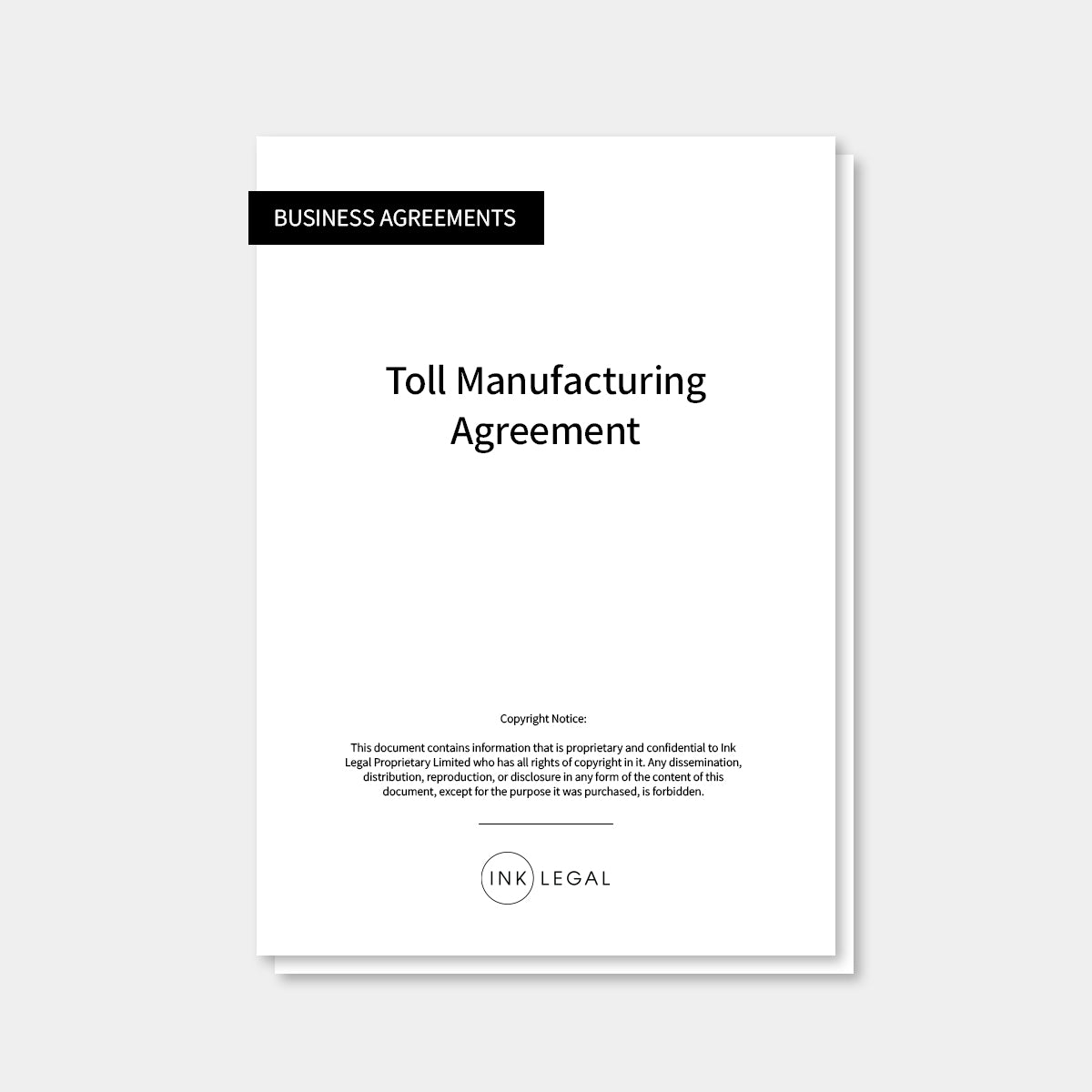 Toll Manufacturing Agreement